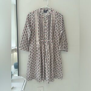 NWOT Madison Mathews Pink & Green Block Print Dress, M